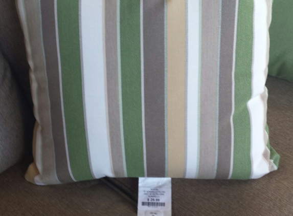 California Backyard - Roseville, CA. Cute striped pillow!