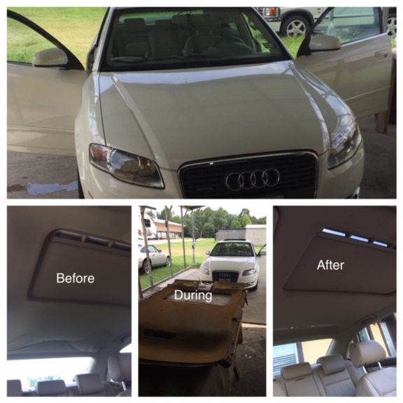 Quick Fix Headliners & Glass, LLC - Houston, TX. Audi A4- Before and After