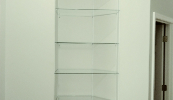 Tony's Glass Service - Bunker Hill, WV. Custom glass shelves cut, polished and installed for a display nook