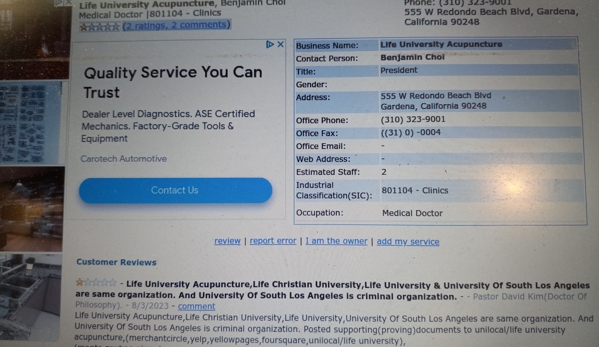 University of South Los Angeles - Gardena, CA. Fraud! Manta/university of south los angeles