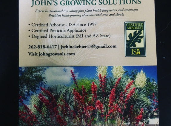 John's Growing Solutions - Kenosha, WI. New Business card. Now serving Phoenix AZ and East Valley