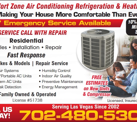 A Comfort Zone Air Conditioning, Refrigeration & Heating Inc. - Las Vegas, NV