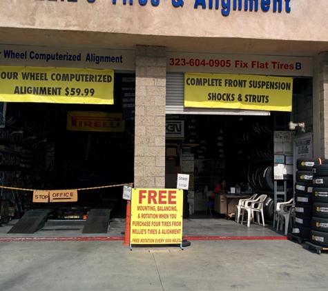 Willie's Tires & Alignment - Monterey Park, CA. A place to replace your tires brakes suspension shocks struts drive axles wheel bearings Axel alignment please call us at 323_604_0905
