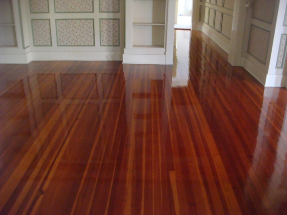 True Quality Wood Flooring - Fort Lauderdale, FL. Solid Miami Dade pine wood floors were sanded and coated with a semi gloss finish in Los Olas.