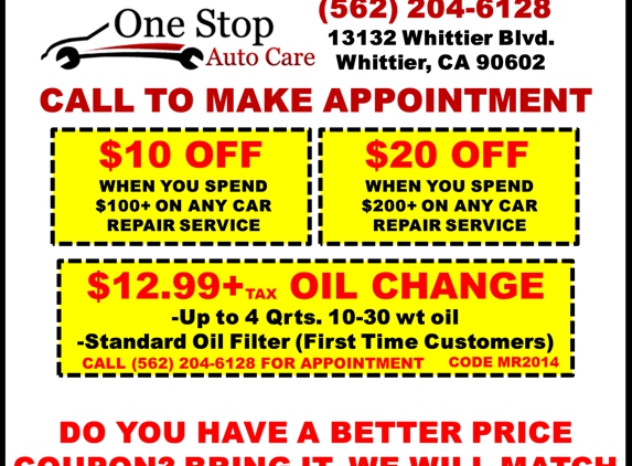 One Stop Auto Care - Whittier, CA