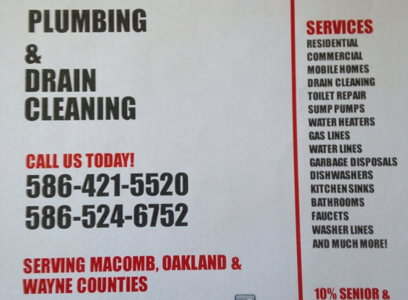 Andy's Plumbing and Drain Cleaning Company, Inc. - Harrison Township, MI. Call today for ALL your plumbing needs!