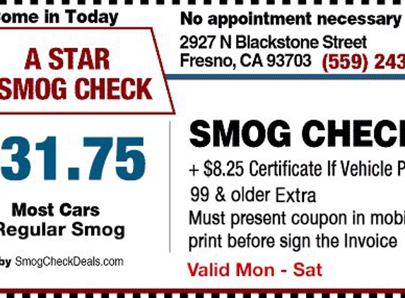 A Star Smog Check - Fresno, CA