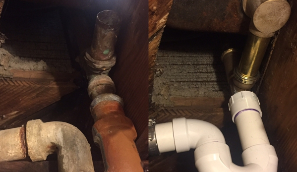 All Clear Plumbing - Belleville, NJ. Before and after gerber waste and over flow replacement 