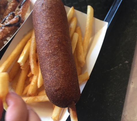 Hot Dog on a Stick - Burbank, CA. Corn dog & Fries