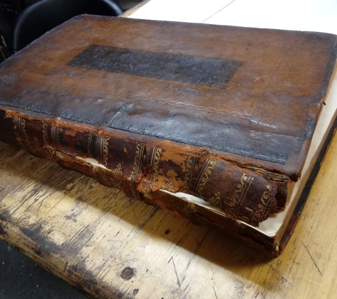 David Weinstein Bookbinder - Los Angeles, CA. 18th c calf binding before restoration