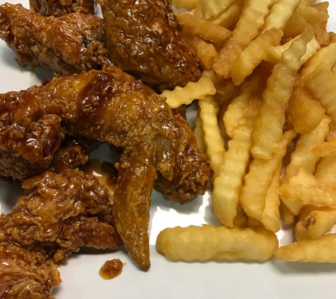 Kobe Japan - Memphis, TN. Honey B B Q wing    With Fries