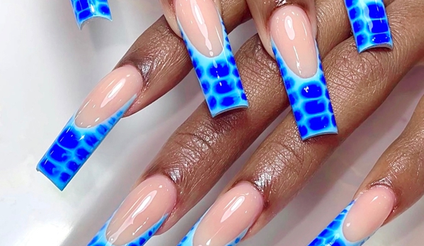 T D Nail Salon Inc - Leesburg, FL. Sophisticated with an edge—deep French tips meet alligator skin texture on long square nails.