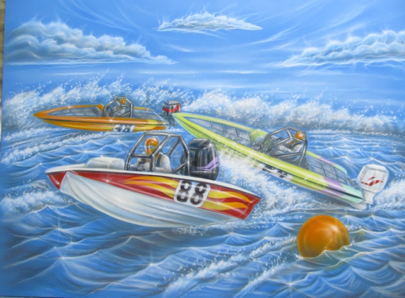 Bass Boat Racing Art Work