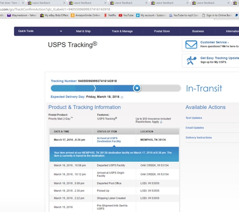United States Postal Service - Memphis, TN. Not delivered STILL`