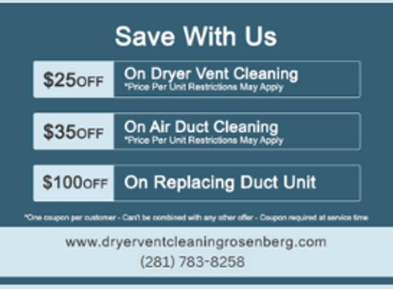 Dryer Vent Cleaning Rosenberg TX - Rosenberg, TX