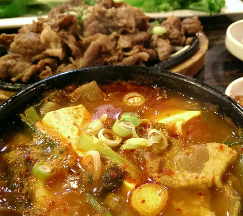 Chris' Korean BBQ - Pasadena, CA. Kimchee stew and chadolbaegi