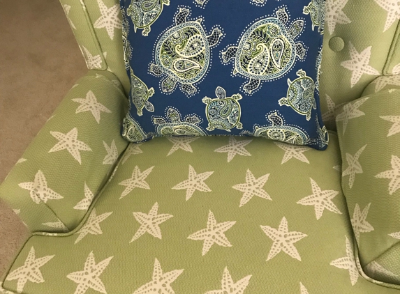 Vals Upholstery - Naples, FL. Very old swivel rockers, sturdier than anything made today. Beautiful seam matching. Button tufting was sturdy. I love these chairs again.