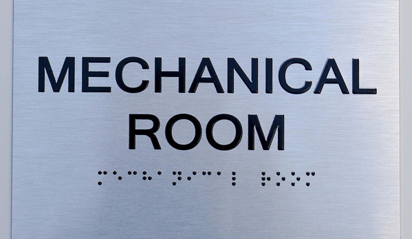 HPD SIGNS - Brooklyn, NY. MECHANICAL ROOM ADA SIGN SILVER