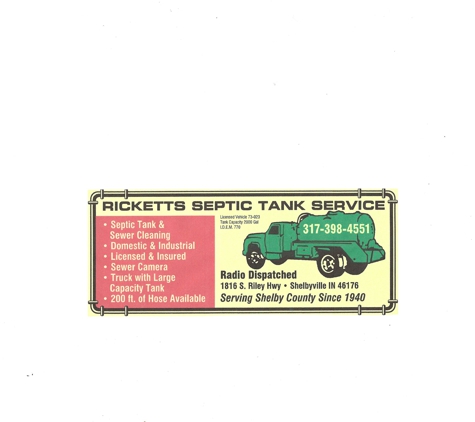 Ricketts Septic Tank Service - Shelbyville, IN