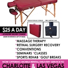 MASSAGE TABLE RENTAL CHARLOTTE-RALEIGH-GREENSBORO $25 A DAY
