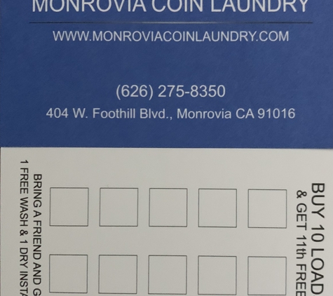 Monrovia Coin Laundry - Monrovia, CA. Rewards card