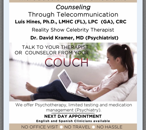 Luis Hines & Associates - Miami, FL. Psychotherapy services and medication management At the convenience of your home