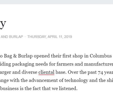 Central Ohio Bag & Burlap Inc - Columbus, OH. Since 1933