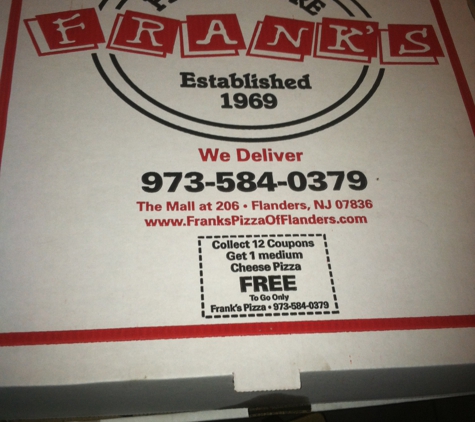 Frank's Pizza - Flanders, NJ. Proof of purchase