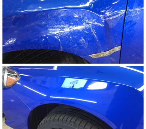 Get In Detail Auto Detailing - Plantsville, CT. 50/50 shot of Xpel paint Protection Film installed during install and after completion.