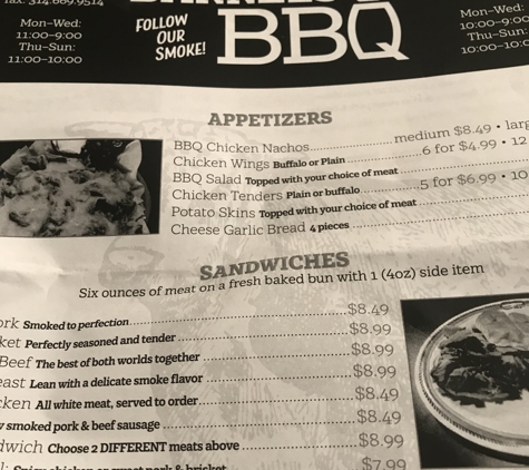 Smoking Barrels Bbq - Fenton, MO. Take out menu.