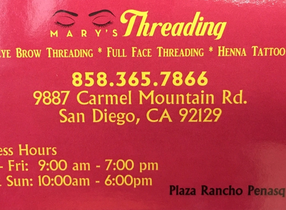 Mary's Threading - San Diego, CA
