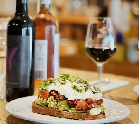 Threefold Cafe - Coral Gables, FL. avocado toast and Australian wine