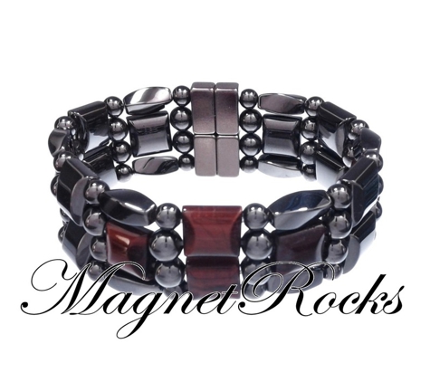 Magnet Rocks - Daytona Beach, FL. 4x4 Collection Red Tiger Eye Magnetic Hematite Bracelet.