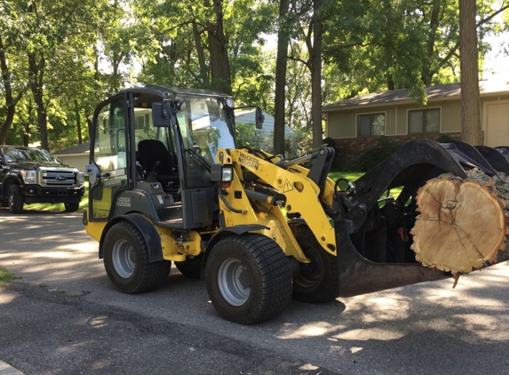 A  W D Tree Service - Rochester, MI. Our wacker loader with turf tire. Does not damage the yard.