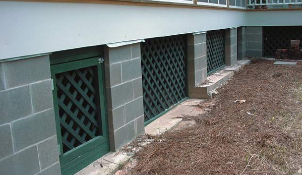 Accurate Shoring & Foundation - Baton Rouge, LA. Finished crawlspace with new pier and custom lattice