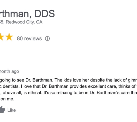 Barthman Jean E. DDS - Redwood City, CA