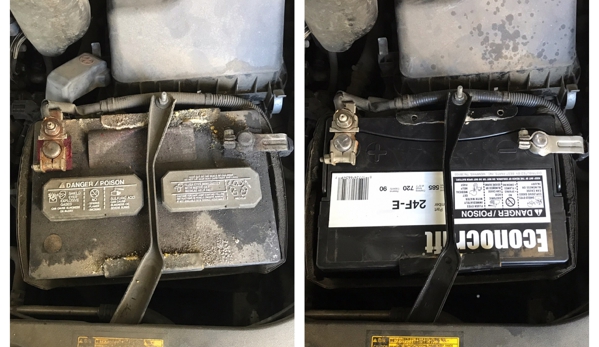 ASAP Roadside Assistance - Los Angeles, CA. Automotive battery replacement before and after.