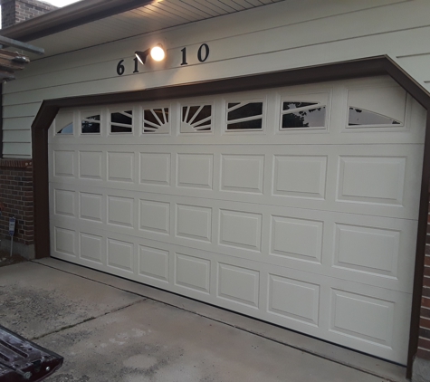 Gallegos, garagedoors - Colorado Springs, CO. 16×7 ALMOND w/ sunset insulated Steelback