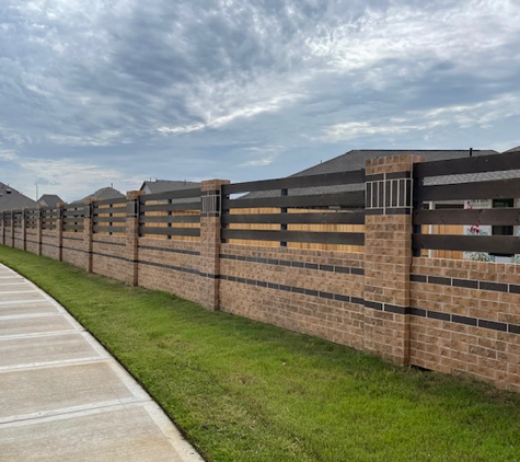 Fencecrete America - San Antonio, TX. Fencecrete America - Custom Brick Wood Fence