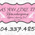 As You Like It Housekeeping,  Referral Agency Inc.