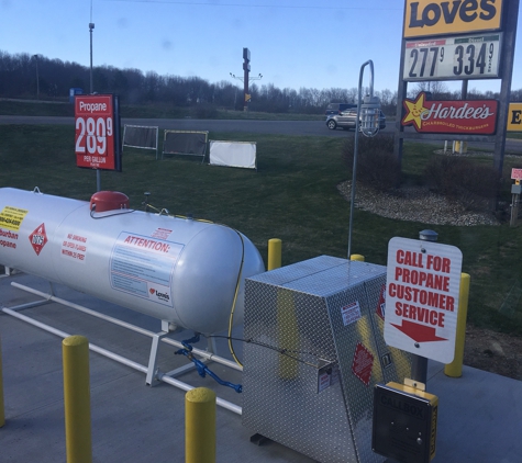 Love's Travel Stop - Marshall, MI. They have Propane to fill motorhomes.