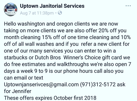 UPTOWN JANITORIAL SERVICES - Vancouver, WA