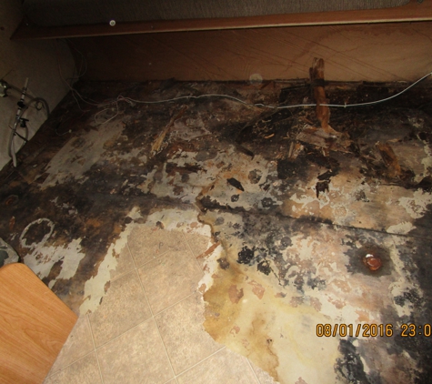 Campbell's Maintenance Service Mobile RV Repair - Austin, TX. Floor Rot due to Fresh Water Tank leaking.
