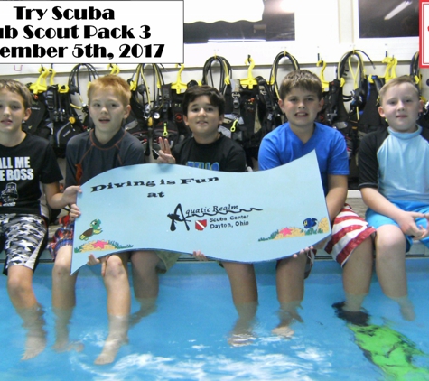 Aquatic Realm Scuba Center - Dayton, OH. Congratulations, to Cub Scout Pack 3, for their participation in a Try Scuba activity.