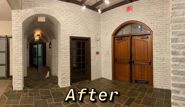 Graciano & Isabel Contractors, LLC - Houston, TX. Whitewashing a brick wall