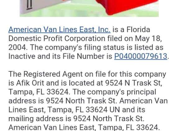 American Van Lines East Inc - Tampa, FL