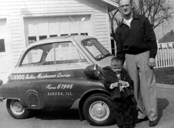 A Lindoo Building Maintenance - Aurora, IL. 1958!  Notice the 5 digit phone number. You won't find another Janitor Service in the Aurora that's been around this long.