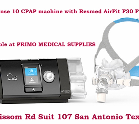 Primo Medical Supplies - San Antonio, TX. Resmed Airsense 10 CPAP Machine with Resmed AirFit F30 Full Face Mask